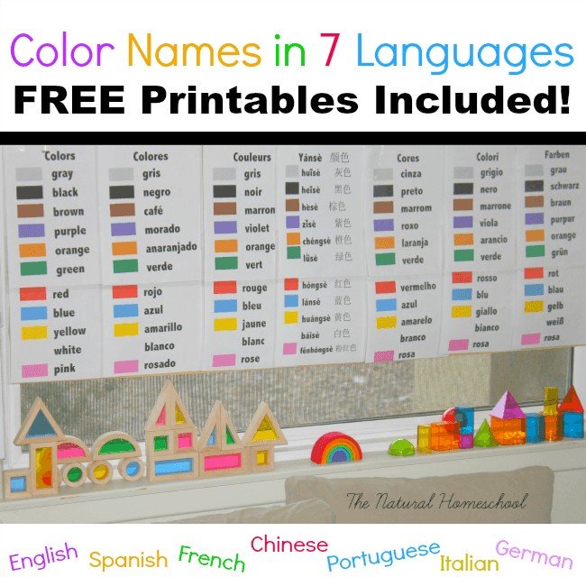 Color Names in 7 Languages FREE Printables!