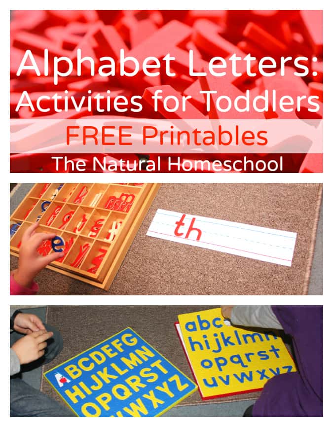 In this post, I will give you some ideas on how toddlers can use their senses to learn, experience and discover the letters of the alphabet. I am including a few Montessori items as well, in case you were wondering about venturing in that direction. There are free alphabet printables for you as well.