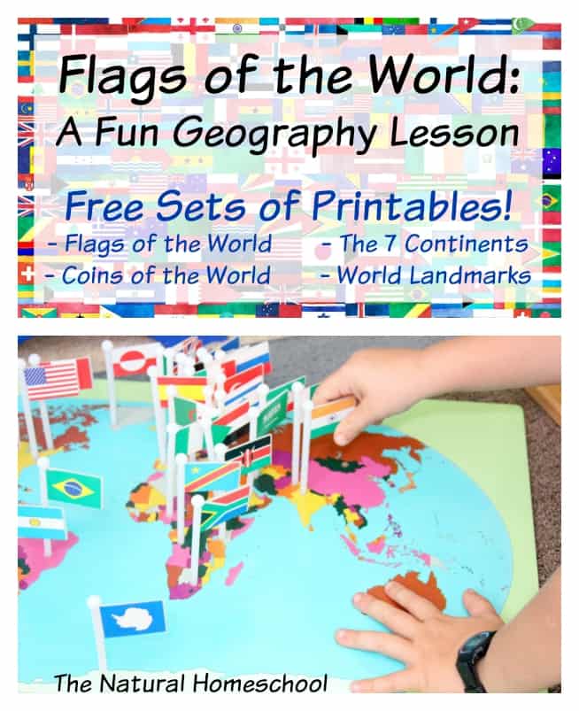 In this post, you'll see a fun lesson that we did about the country flags of the world and be sure to get the four sets of free printables!