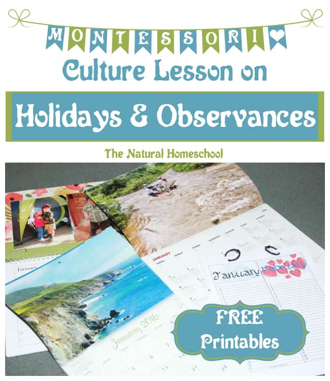 Montessori Curriculum: Holidays & Observances during the Calendar Year {Free Printables}
