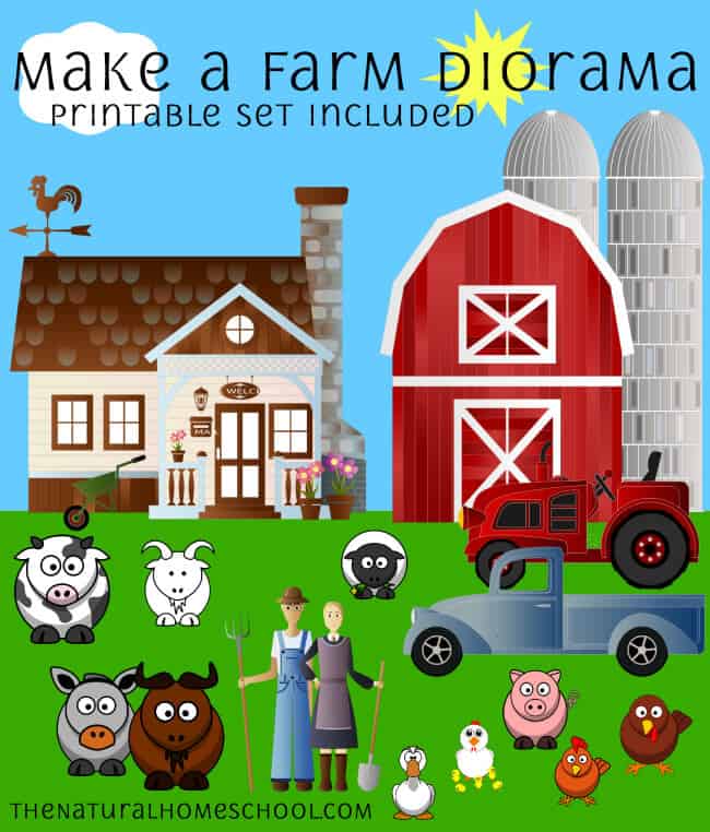 In our post, Make a Farm Diorama, you will be able to print two awesome sets about farm animals. One is a set of 3-part cards with the picture of the animals and cards with the names of the animals.