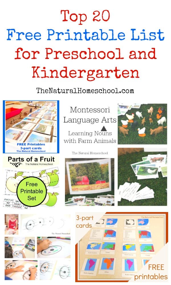 Top 20 Free Printables List for Preschool and Kindergarten