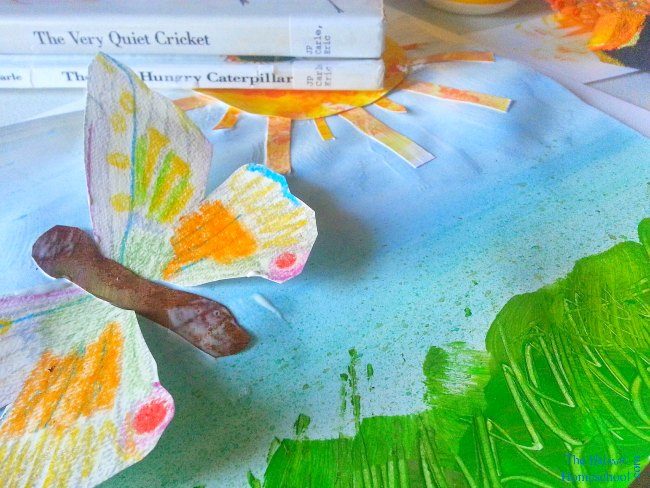What better way to study his art than to cover texture step-by-step, using Eric Carle picture books for the picture study and for wonderful inspiration? Take a look at how our picture comes together.