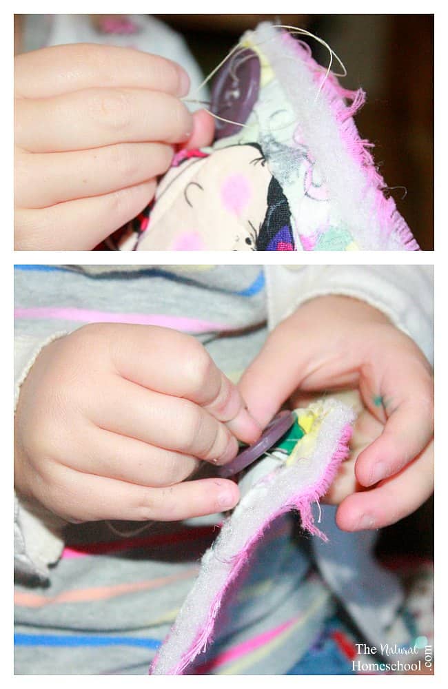 In this post, we will share the best way to sew on a button for children to practice fine motor skills, but also an important life skill.