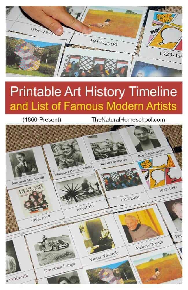 This is an awesome activity that mixes History and Art because it includes a free printable Art History timeline and list of famous modern artists!