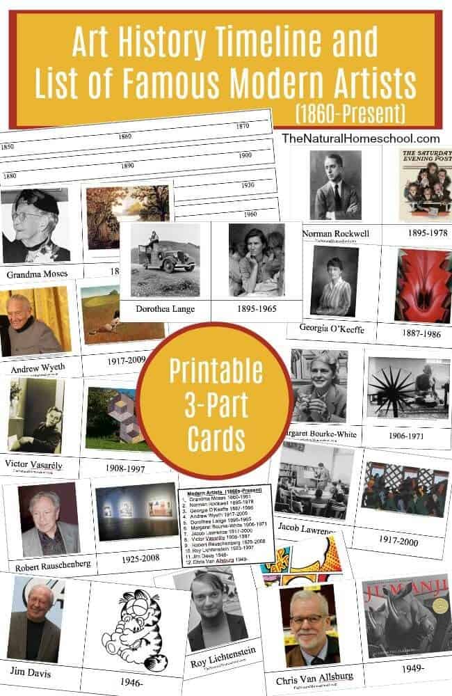 This is an awesome activity that mixes History and Art because it includes a free printable Art History timeline and list of famous modern artists!