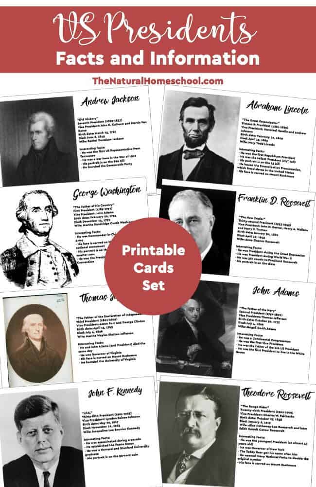 In this post, we share with you some awesome US Presidents Facts & Information cards that you can print and use in your homeschool.