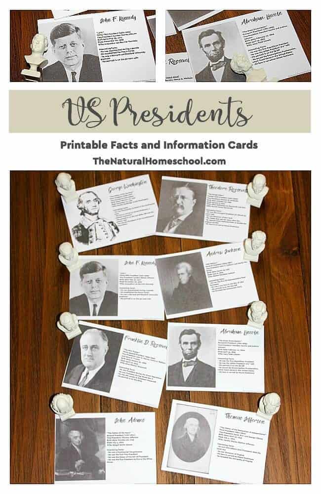 In this post, we share with you some awesome US Presidents Facts & Information cards that you can print and use in your homeschool.