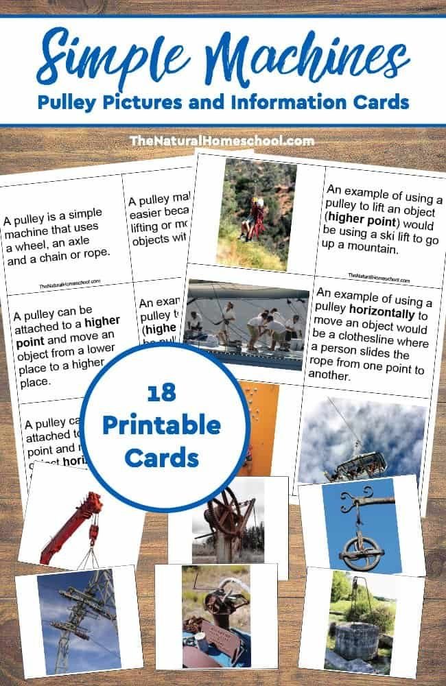 In this post, we focus on simple machines - pulley pictures and information cards for kids to really bring this lesson home.