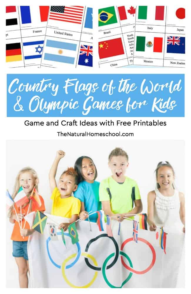 We have tied our Geography lessons in with the upcoming Winter Olympics! In this post, we will share a wonderful list of olympic games for kids including country flags of the world printables, crafts, activities and ideas.