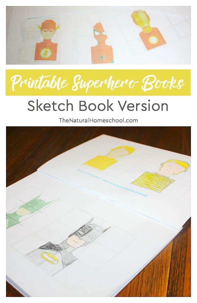 In this post, I decided to make our very own printable superhero books! It will be part of a series that I have been plotting and scheming about. This one in particular is the Superhero sketch book edition!