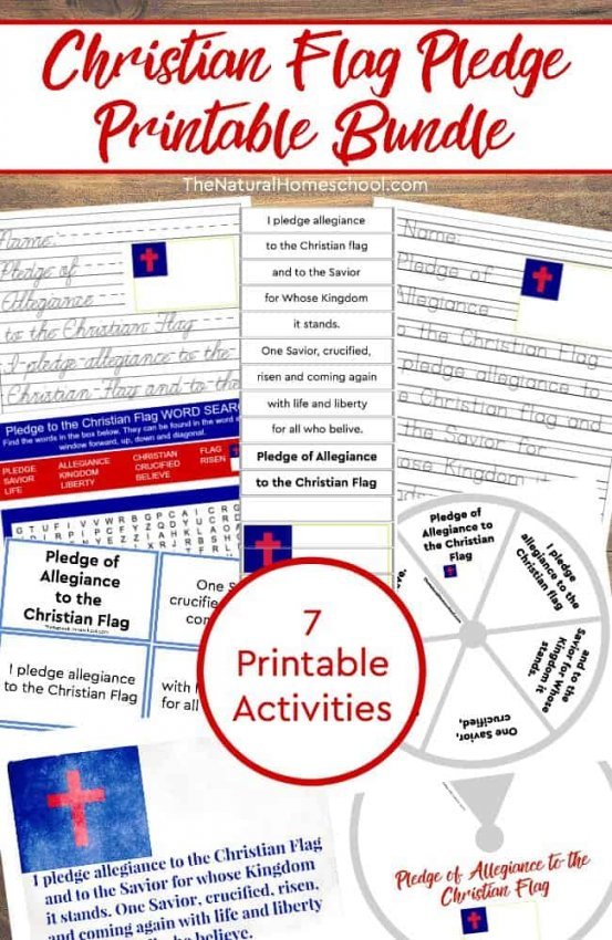 7 Christian Flag Pledge Printables Bundle - The Natural Homeschool