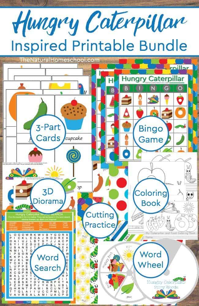 We like to extend our reading with fun and inspired Eric Carle hungry caterpillar printables. Here, you will find a great bundle of the hungry caterpillar activities.