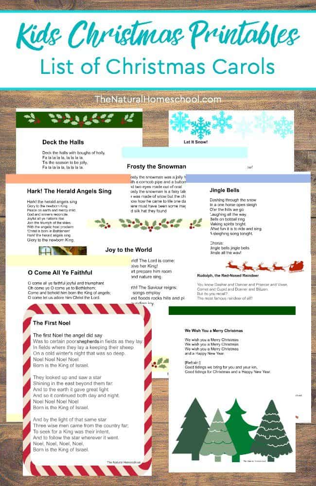 In this post, we have some fun kids Christmas printables that includes a list of christmas carols and the lyrics to all 10 of them! Print it, make it a booklet, practice and head out to sing at the neighbors' doorstep!