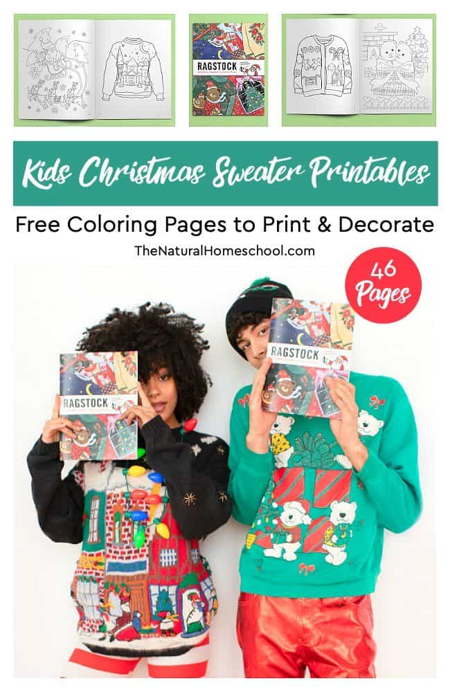 From coloring a super tacky Christmas sweater coloring page or a sweet teddy bear gift, your kids will have a lot of fun celebrating the Christmas season with these 46 free coloring pages to print!