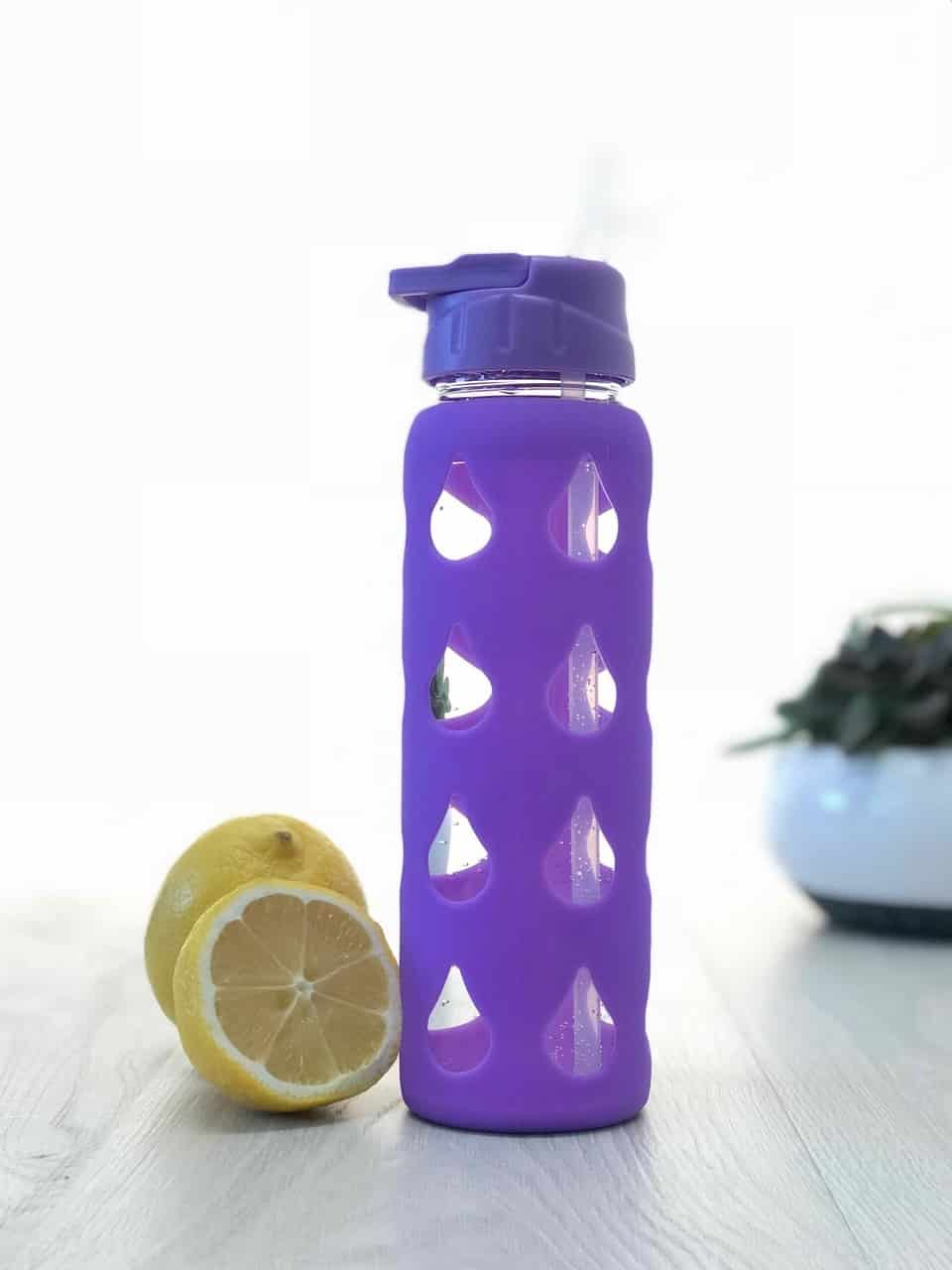 GLASS WATER BOTTLE WITH SILICON RUBBER GRIP FOR ESSENTIAL OILS