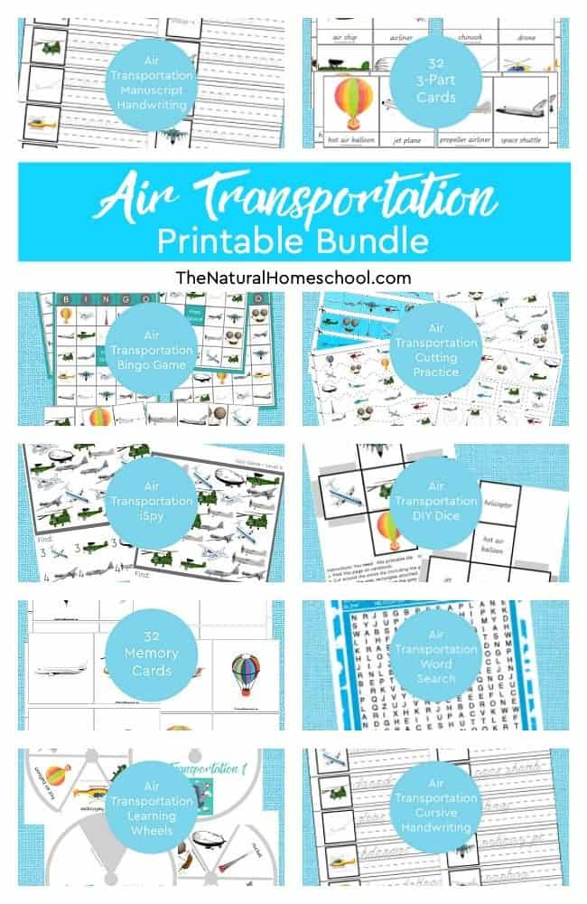 Come and take a look at this beautiful Air Transportation for Kids Printable Bundle + 2 Land, Water & Air BONUSES! I am sure that you will find it as helpful and as educational as we did!