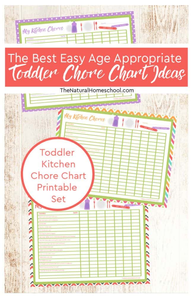 In this post, we will share with you a printable chore list in 3 different colors and also the best easy age appropriate toddler chore chart ideas! We will discuss about toddlers in the kitchen and chores that they can help with.