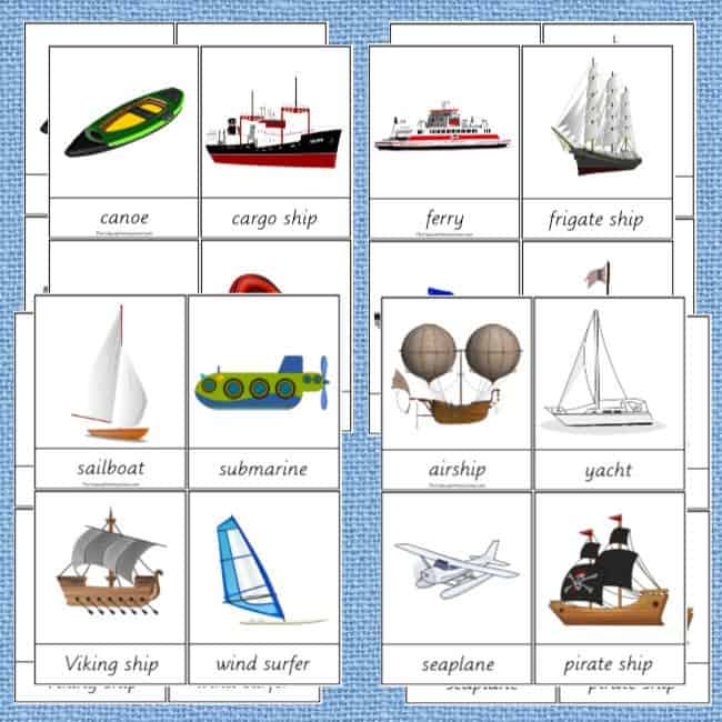 Come and take a look at this beautiful Water Transportation Printable Bundle + 2 Fantastic Free Gifts! We have 16 great water transportation images for kids to learn about!