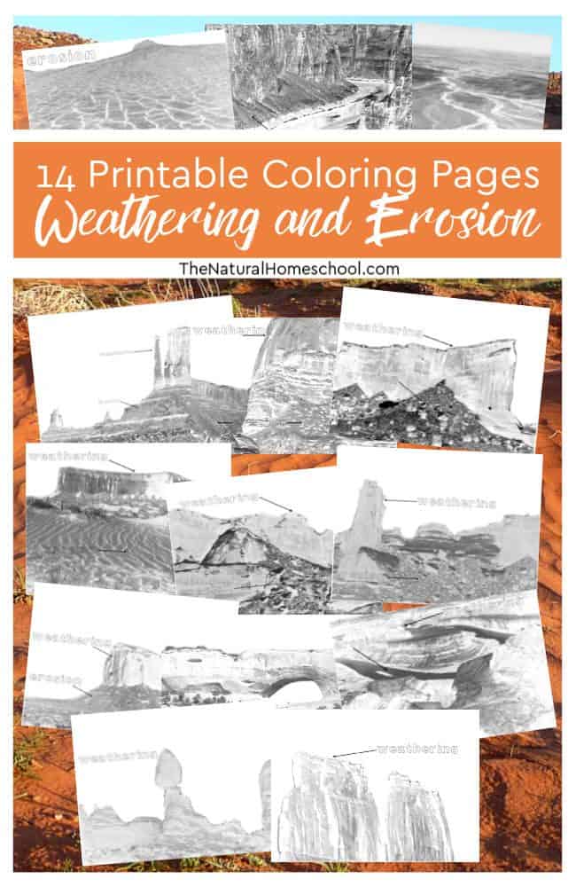 These weathering and erosion pictures to print are a great visual on what erosion and what weathering look like. Take a look at these 14 printable weathering and erosion coloring pages that will be useful to you in your homeschool!