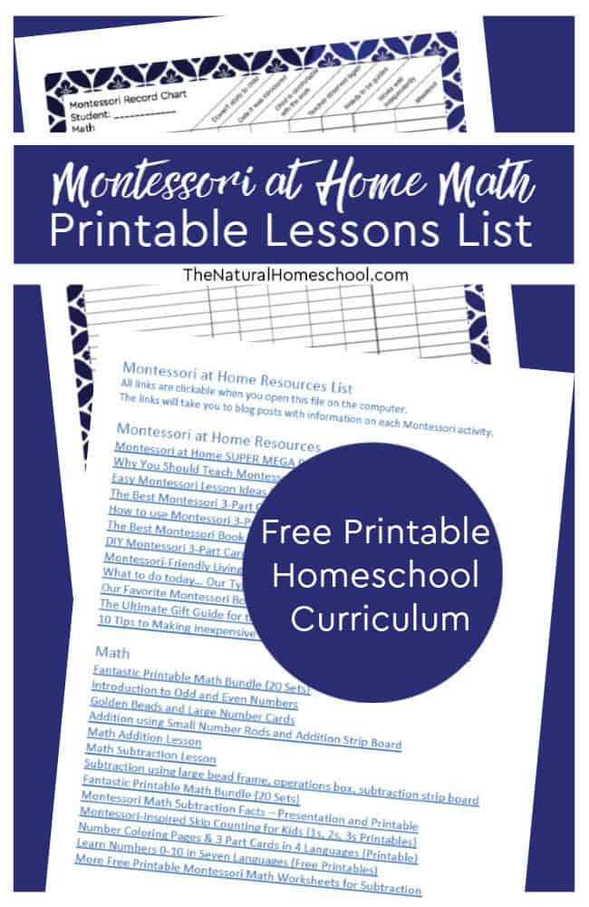 If you were looking for lessons using Montessori Math curriculum homeschool, then look here. We have wonderful and easy Montessori at home Math free printable homeschool curriculum.