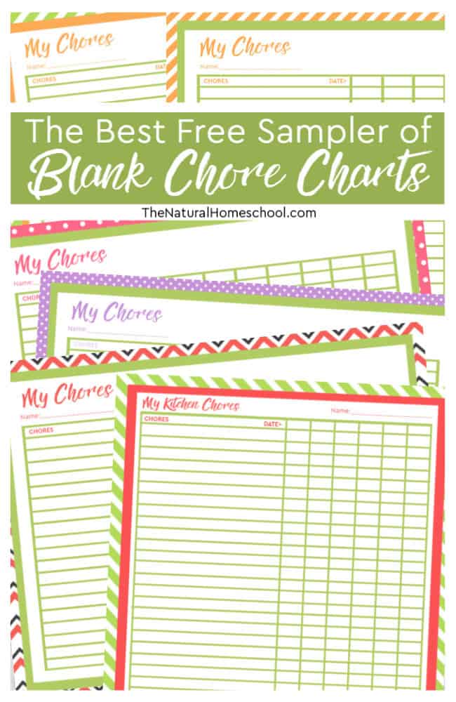The Best Free Sampler of Blank Chore Charts - The Natural Homeschool