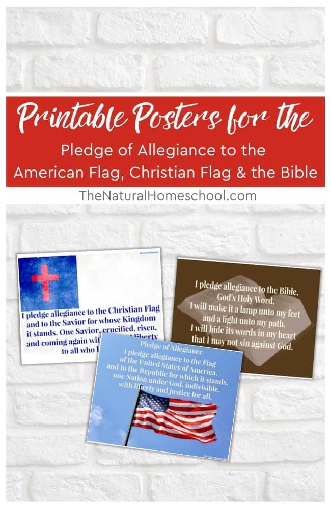 Here are FREE printables to the pledge of allegiance to the American flag, the pledge to the Christian flag and the pledge to the Bible!