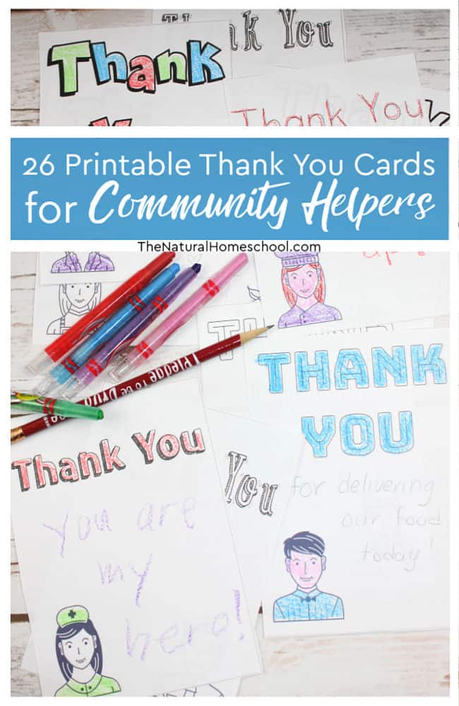 Here, we share with you 26 free printable community helpers thank you cards!