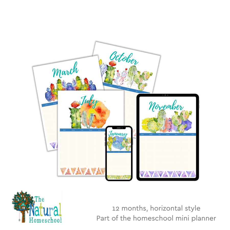 Printable Vertical Homeschool Calendar - The Natural Homeschool