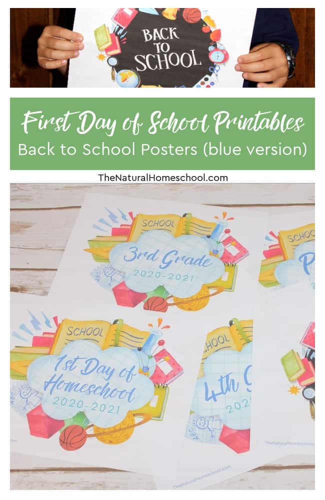 Come and get your set of First Day of School Printables for your kids to get awesome pictures! These Back to School Posters (blue version) are seriously incredible!
