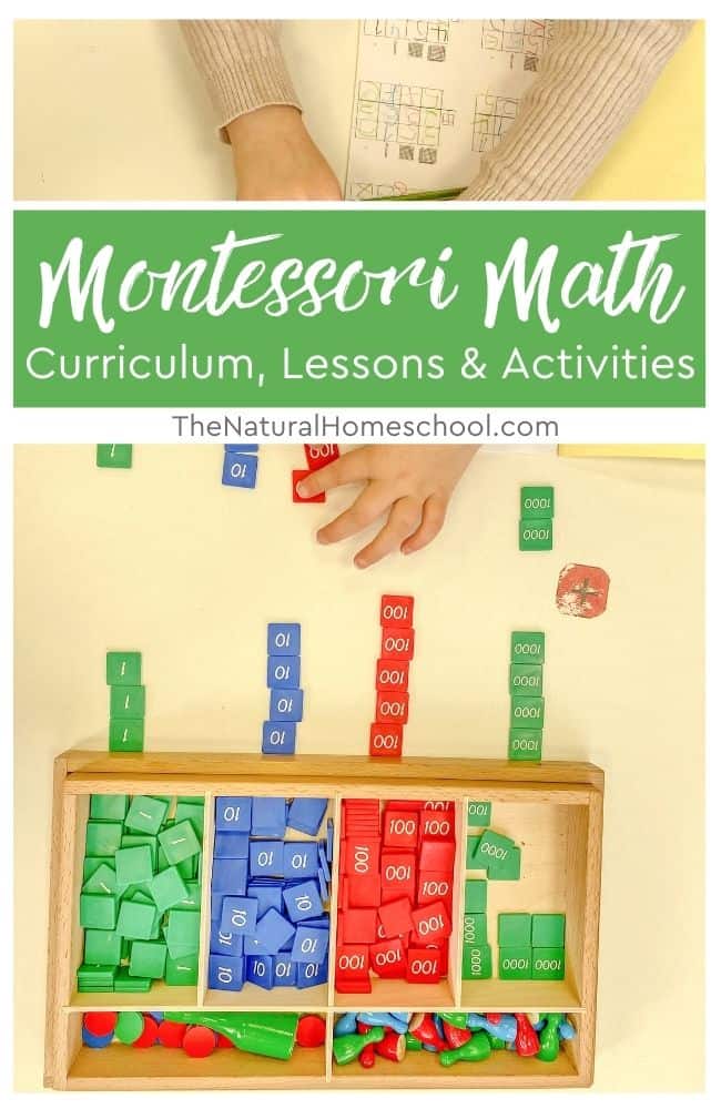 Come and take a look at our list of Montessori Math Curriculum Lessons & Activities! And bookmark this page because we are adding more lessons, ideas, printables and more all the time!