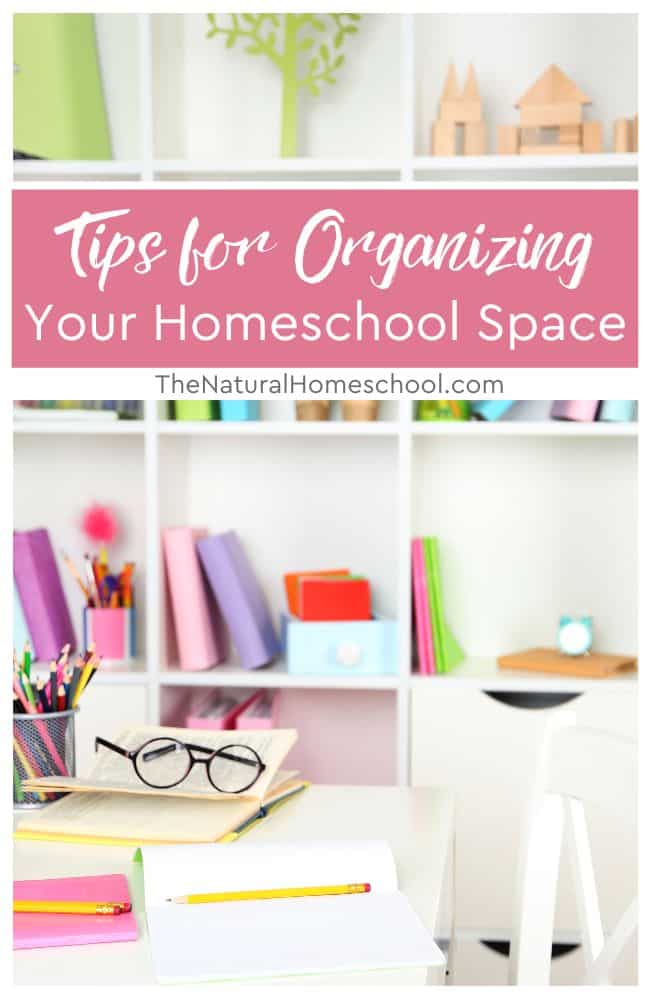 These easy and inexpensive ideas can help you get motivated to find new organization methods for a cluttered homeschool space.